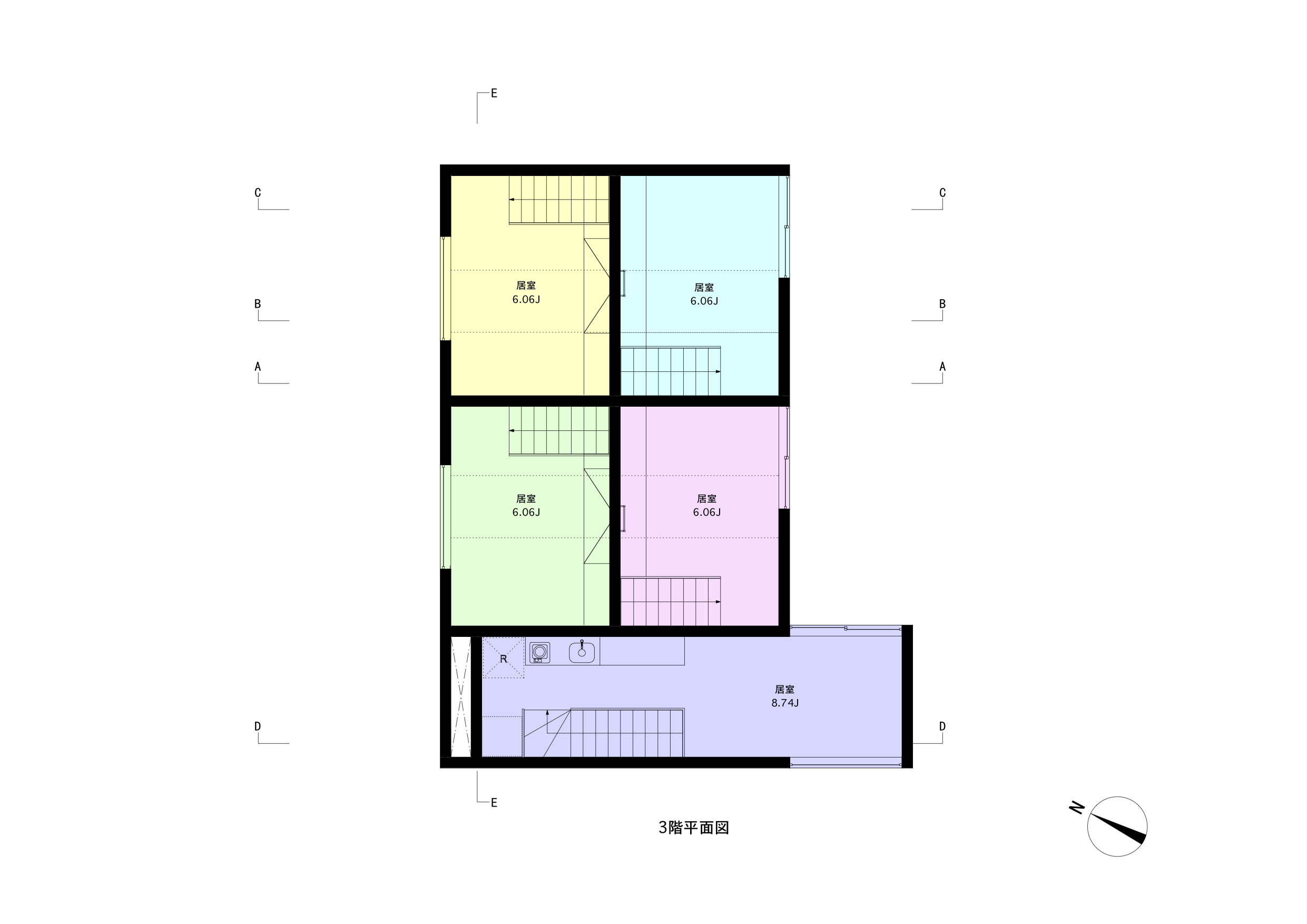 ハウスカメアリ　３階平面図